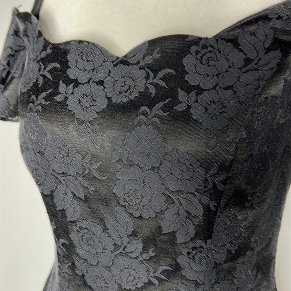 Algo-Ettes  vintage black damask scalloped mini dress with flared skirt - Picture 5 of 9